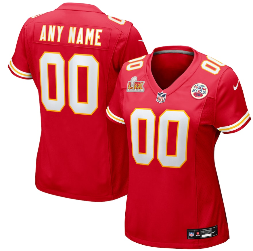 Women Kansas City Chiefs Nike Red Super Bowl LIX Custom Game NFL Jersey->customized nfl jersey->Custom Jersey